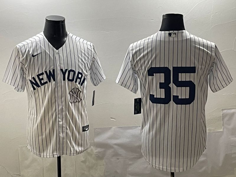 Men New York Yankees #35 No Name White Stripe Game 2025 Nike MLB Jersey style 3165->new york yankees->MLB Jersey